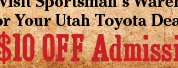 $10 Off Coupons at Sportsman's Warehouse, Cabela's and Your Utah Toyota Dealer